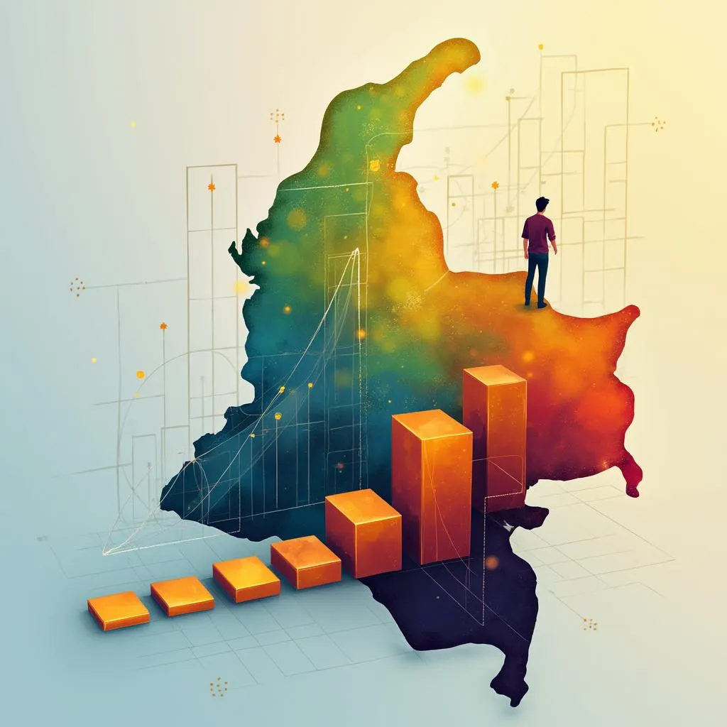 Concepto visual sobre el crecimiento financiero en Colombia